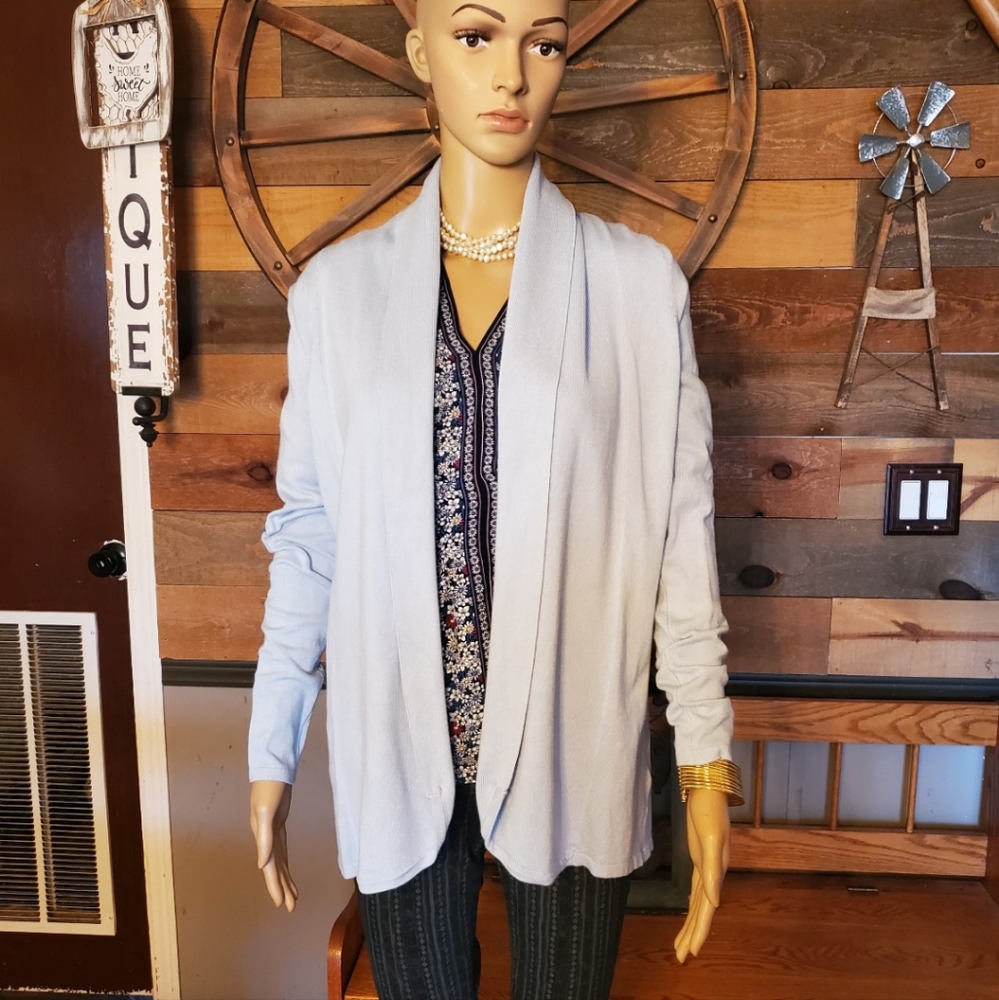 Cyrus Light Blue Knit Open Cardigan Sweater - Picture 14 of 14